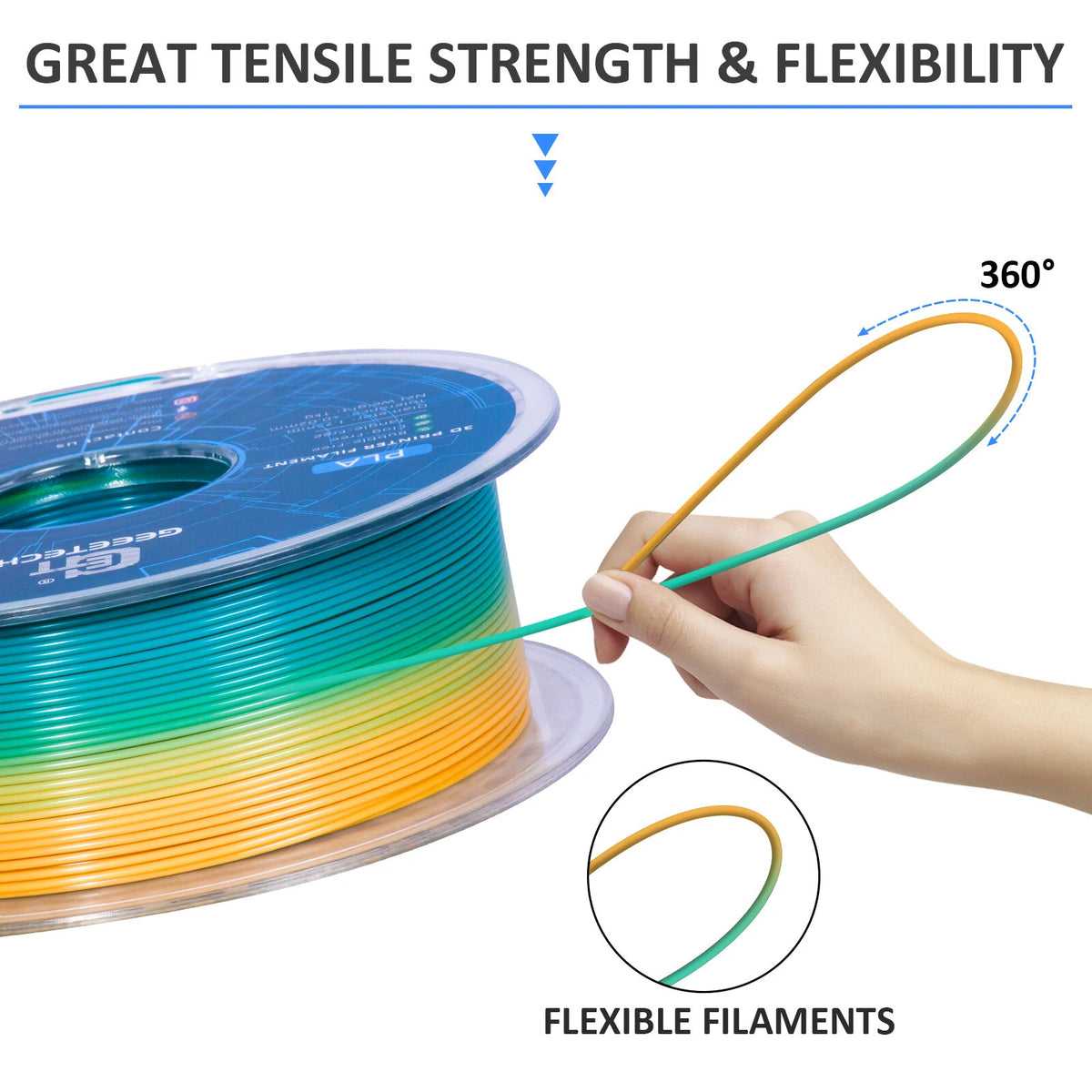Geeetech PLA 3D Printing Filament Transparent/Gradient/Green 1KG 1.75mm for 3D Printing - Gradient