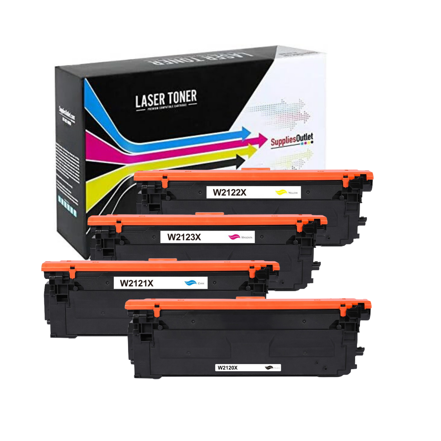 Compatible HP 212X All Colors High Yield Toner Cartridge with CHIP - Black 13,000 - Color 10,000 Page Yield