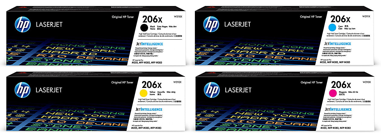 HP 206X (All Colors) High Yield Toner Cartridge - Black 3,150 - Color 2,450 Page Yield