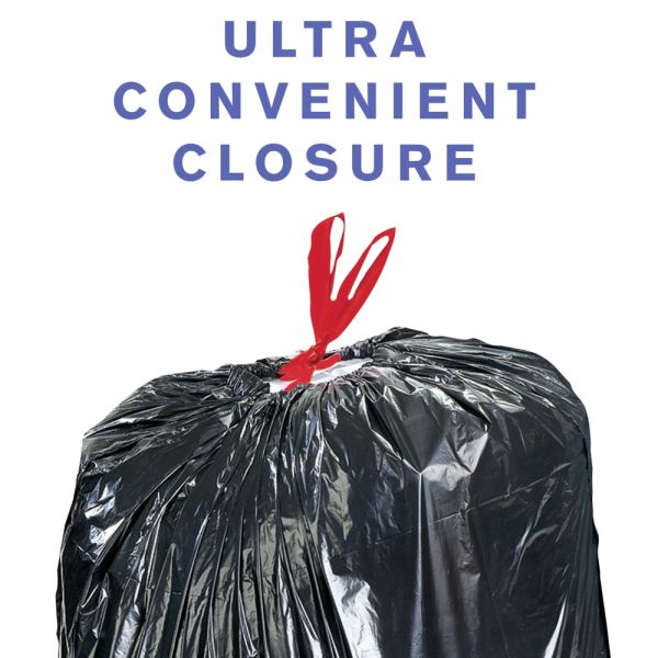 Highmark Large Drawstring Trash Bags, 0.7 mil, 33 Gallon, Black, Box Of 70 Bags