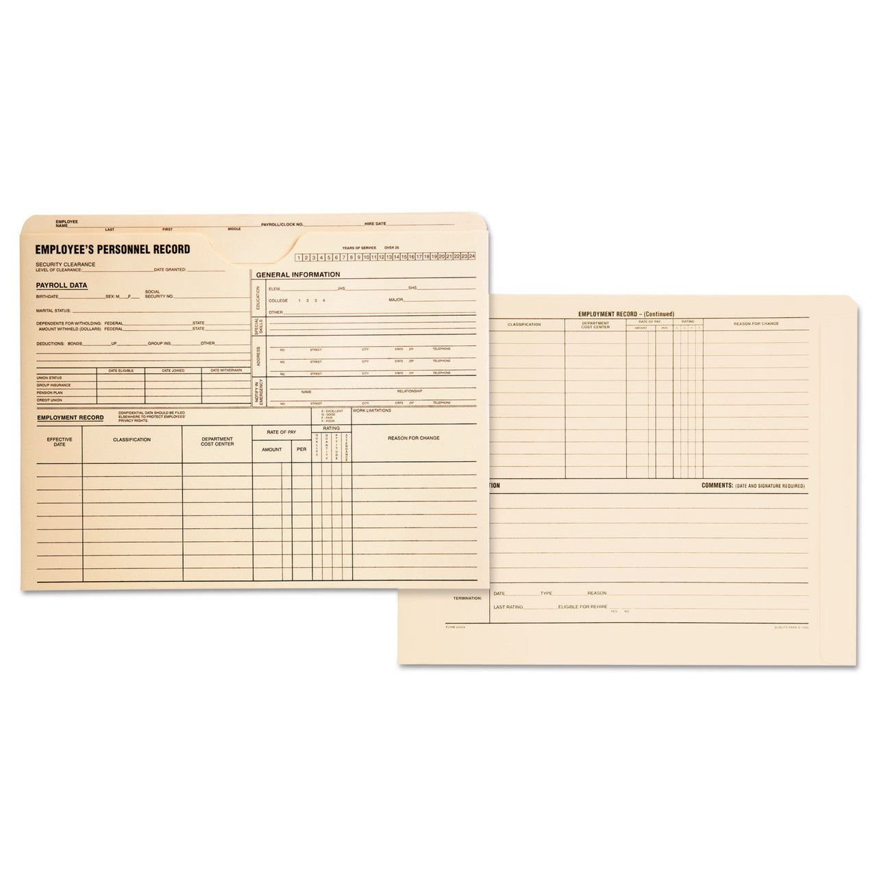 Quality Park Employee Record Jacket