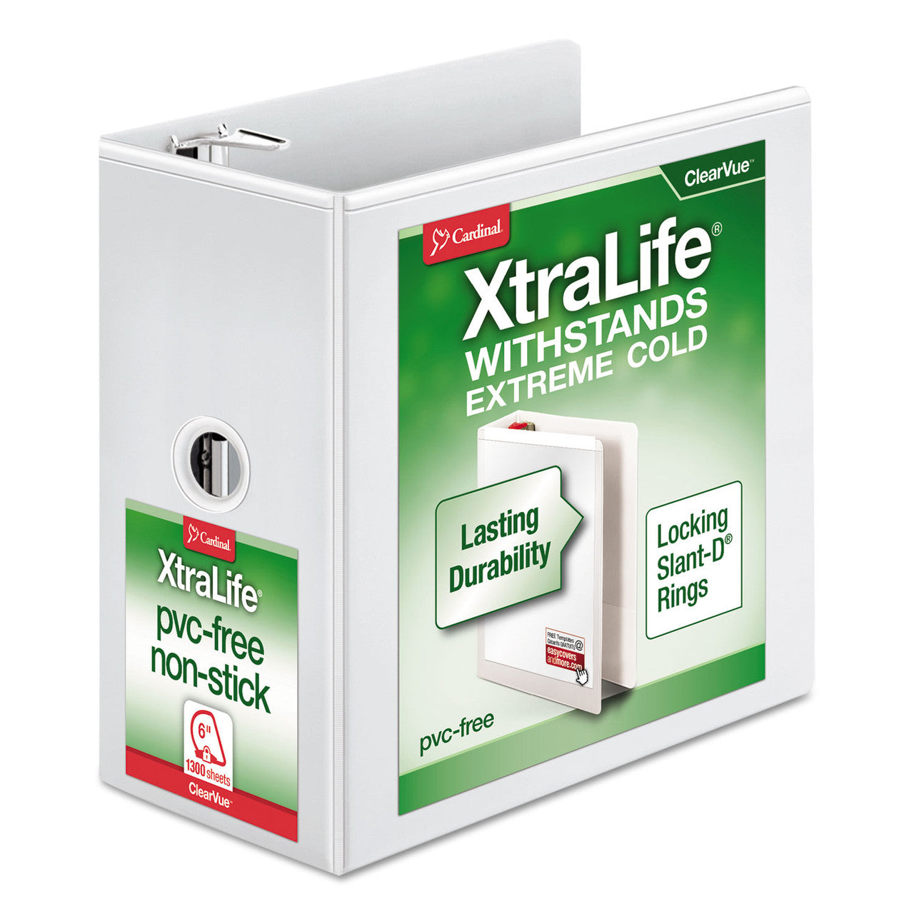 Cardinal XtraLife ClearVue Non-Stick Locking Slant-D Ring Binder