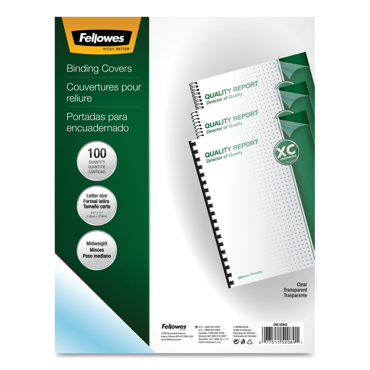 Fellowes Crystals Transparent Presentation Covers for Binding Systems