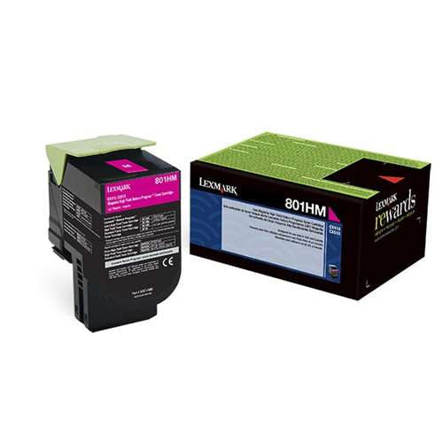 Lexmark 80C1HM0 (801HM) OEM Return Program High Yield Magenta Toner Cartridge