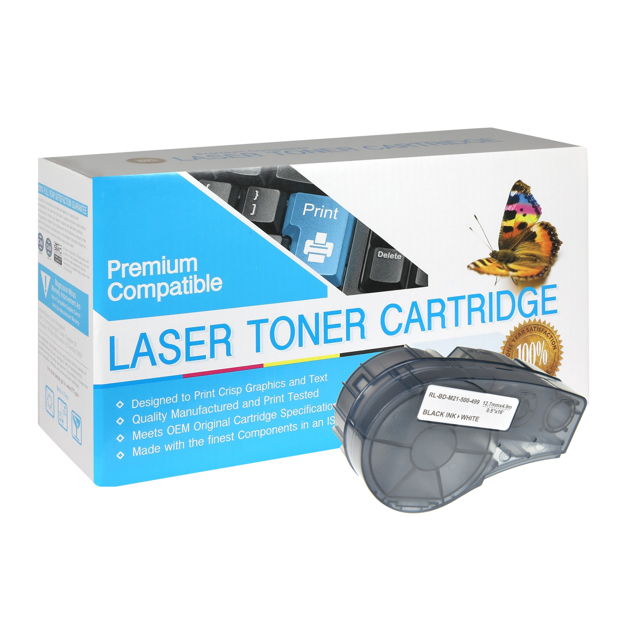 Compatible Brady M21-500-499 Label Tape (Black on White) by SuppliesOutlet