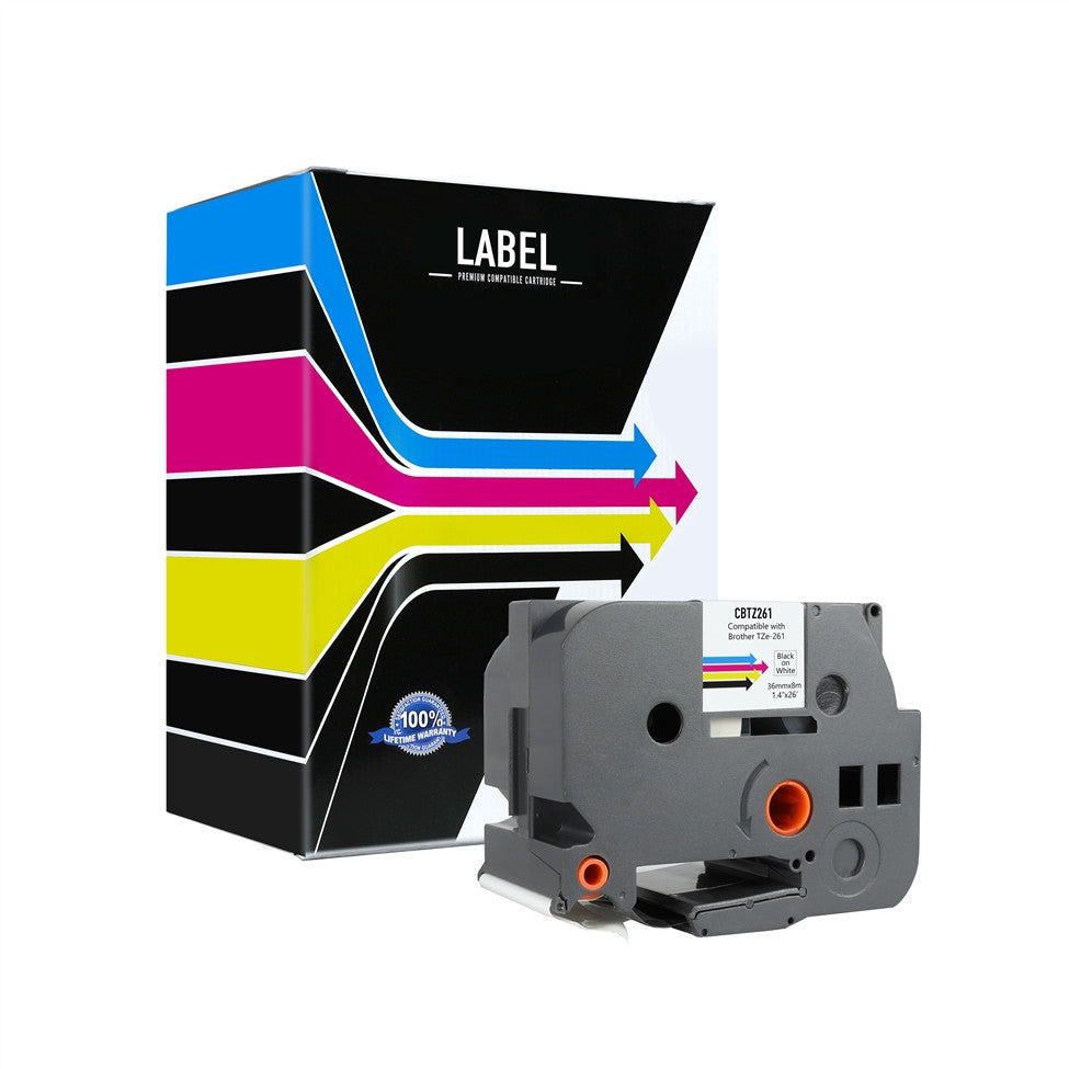 Compatible Brother TZe261 P-Touch Label Tape (Black on White) by SuppliesOutlet