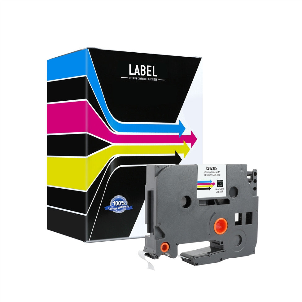 Compatible Brother TZe315 P-Touch Label Tape (White on Black) by SuppliesOutlet