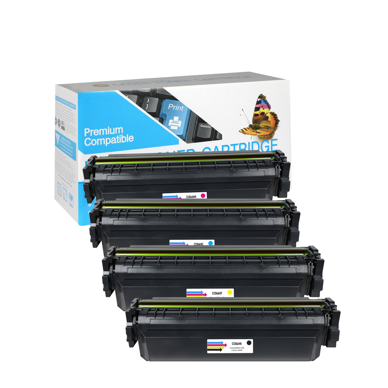 Compatible Canon 046H (All Colors) Toner Cartridge - Black 6,300 - Color 5,000 Page Yield