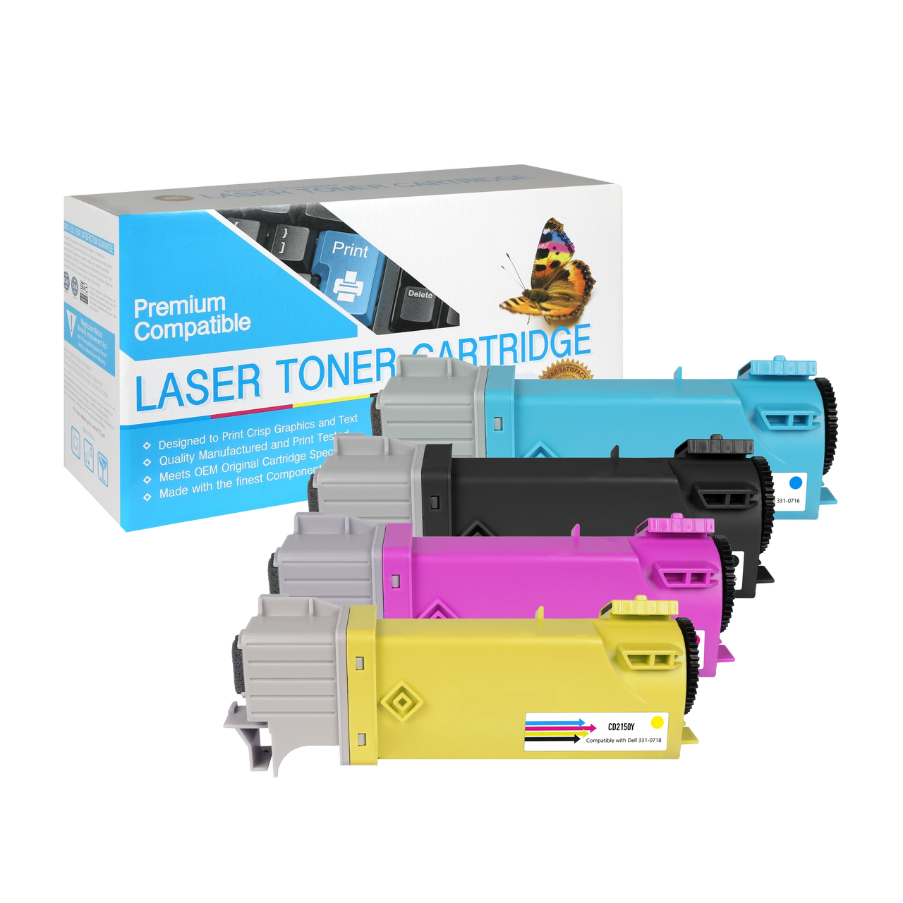 Compatible Dell 2150cn Toner Cartridge (All Colors, High Yield) by SuppliesOutlet