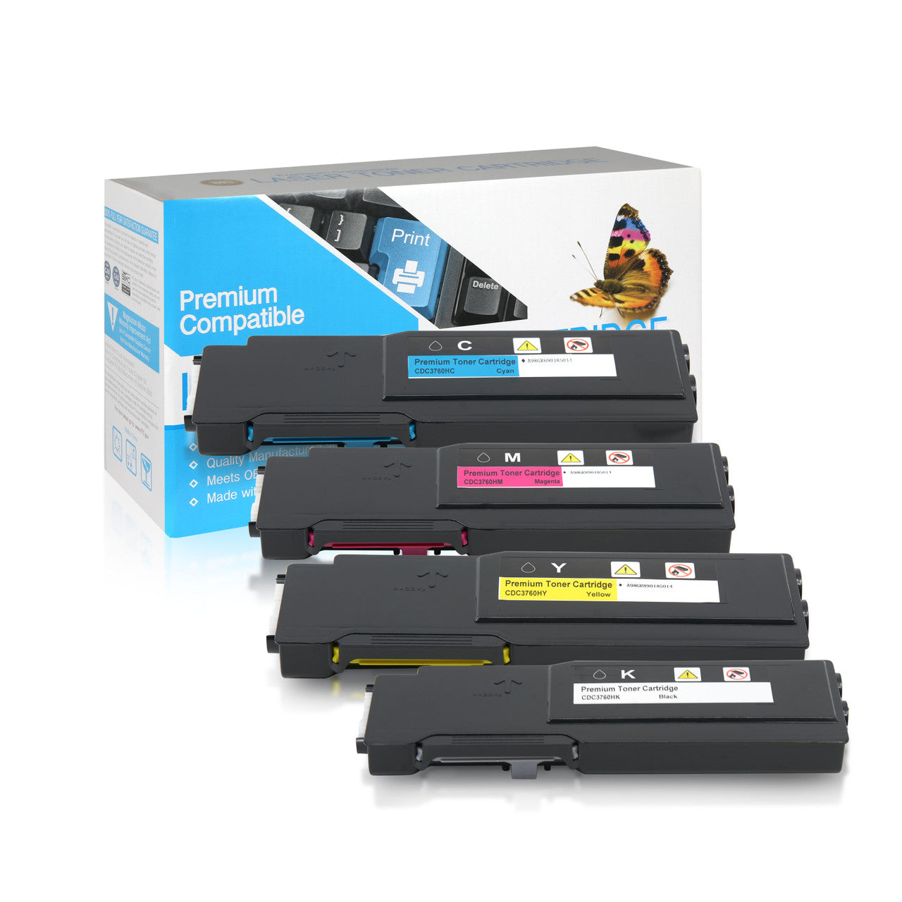 Compatible Dell C3760 (All Colors) Toner Cartridge Extra High Yield - Black 9,000 - Color 11,000 Page Yield