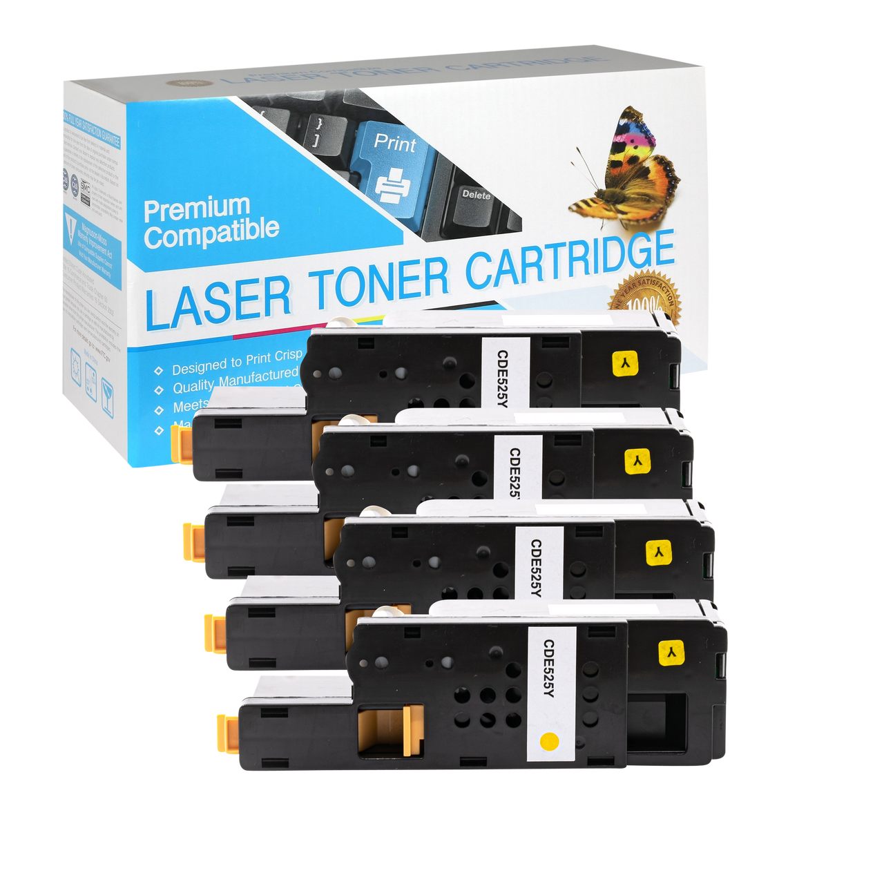 Compatible Dell E525 (All Colors) Toner Cartridge - 2,000 Black - 1,400 Color Page Yield