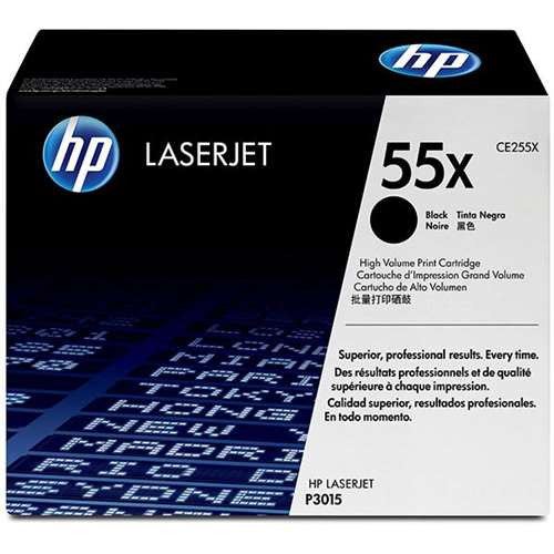 HP 55X (CE255X) Black High Yield Toner Cartridge - 12,500 Page Yield