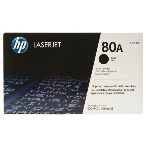 HP 80A (CF280A) Toner Cartridge Black - 2,700 Page Yield