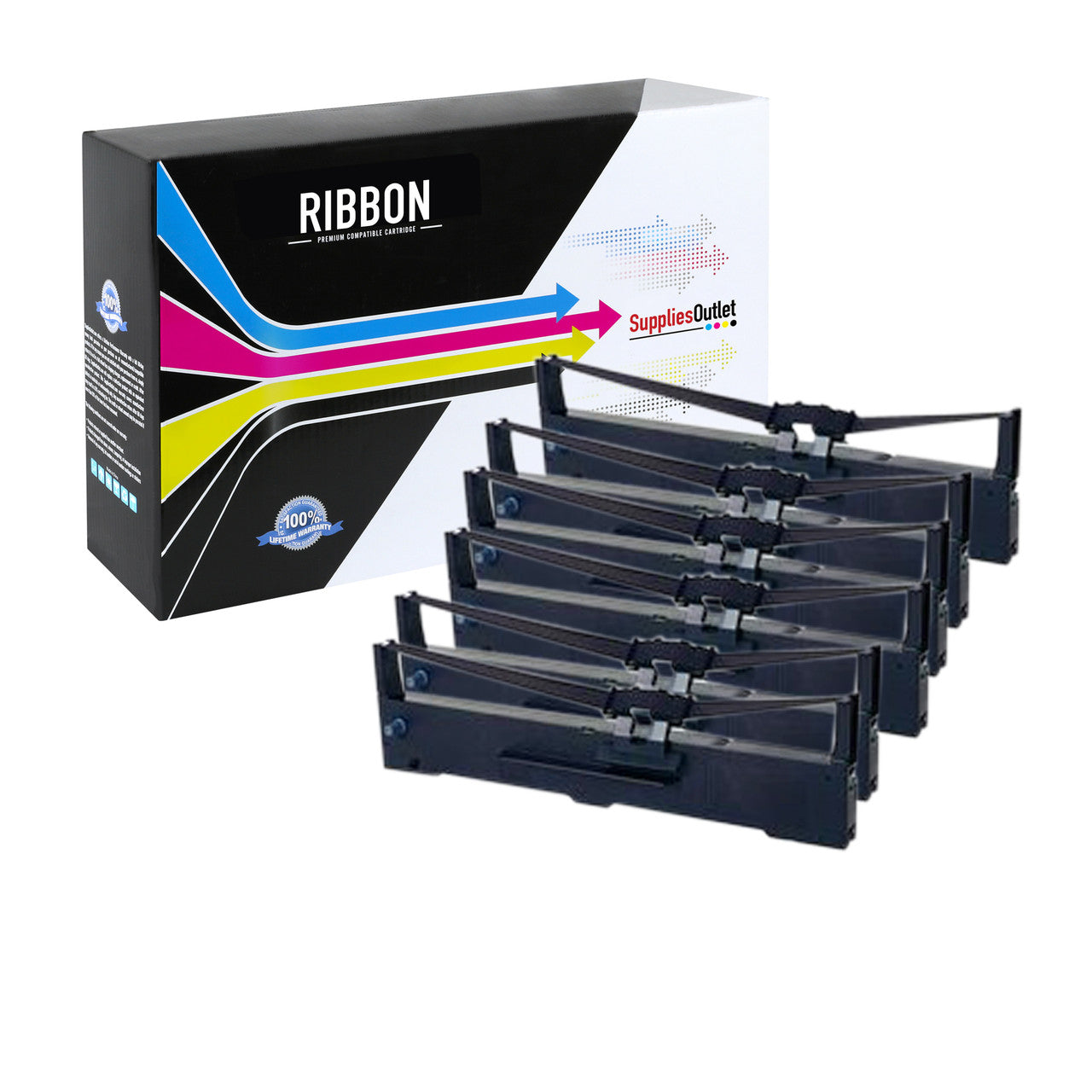 Compatible Epson S015329 Black Printer Ribbon (6 Pack) - 1.25 Million Character Yield Each