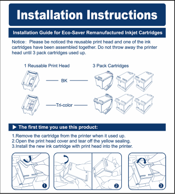 Remanufactured High Yield Black Ink Cartridge 3-Pack