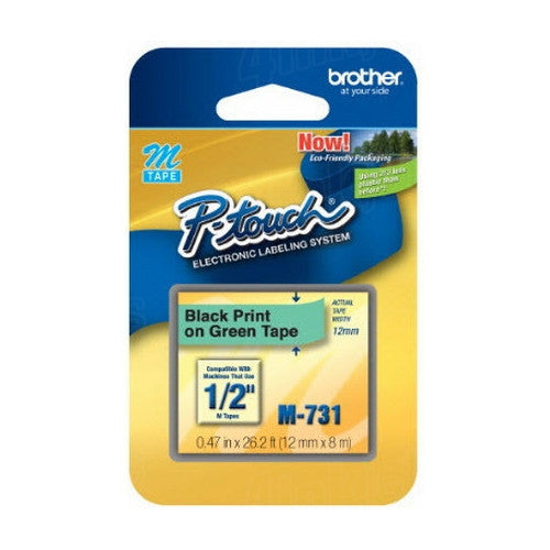 Brother M731 P-Touch Label Tape (Black on Green)