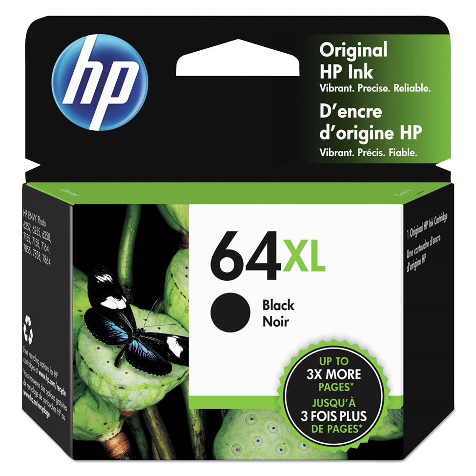 HP 64XL High Yield Ink Cartridge - Black 600 - Color 415 Page Yield