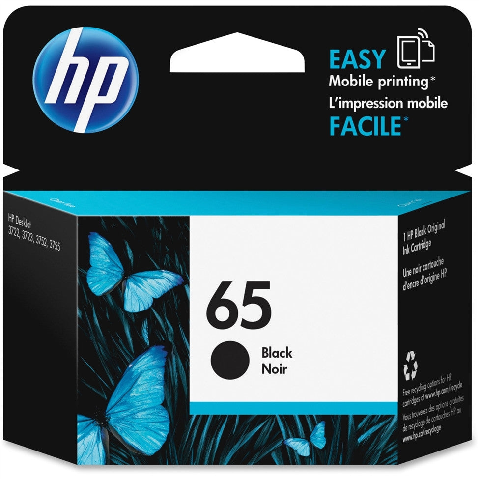 HP 65 (N9K02AN) Black and Tri-Color Ink Cartridge - Black 120 - Color 100 Page Yield