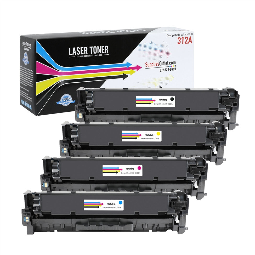 Compatible HP 312A (CF380A) (All Colors) Toner Cartridge - Black 2,400 - Color 2,700 Page Yield