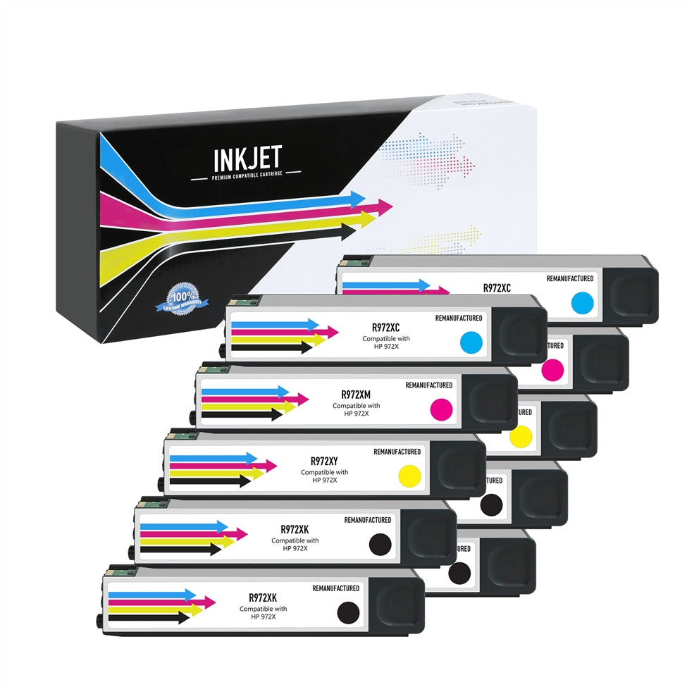 Compatible HP 972X (All Colors) Ink Cartridge - Black 10,000 - Color 7,000 Page Yield