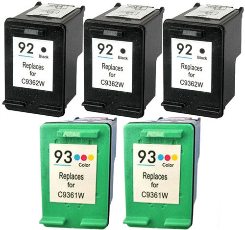 Compatible HP 92 & 93 (Black and Tri-Color) Ink Cartridge - Black 220 - Color 410 Page Yield