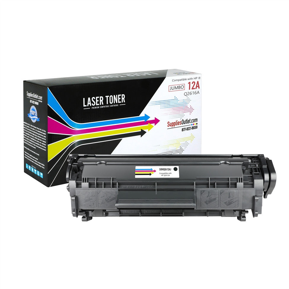 Compatible HP 12A (Q2612A) Black Toner Cartridge Jumbo - 3,000 Page Yield