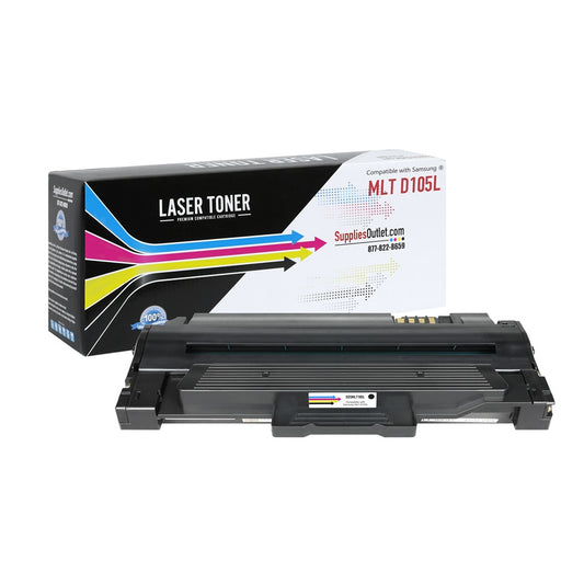 Compatible Samsung MLT-D105L High Yield Black Toner Cartridge - 2,500 Page Yield