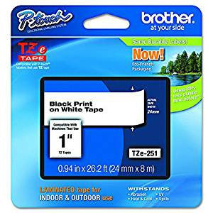 Brother TZe251 P-Touch Label Tape (Black on White)