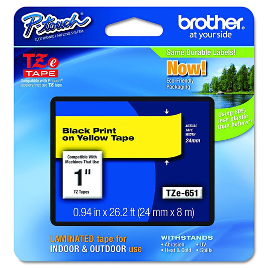 Brother TZe651 P-Touch Label Tape (Black on Yellow)