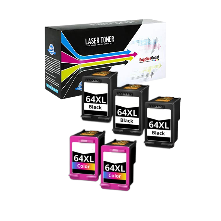 Remanufactured HP 64XL (Black and Tri-Color) High Yield Ink Cartridge - Black 600 - Color 415 Page Yield