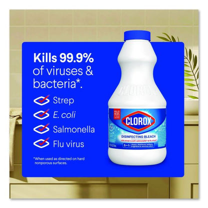 Clorox Concentrated Regular Disinfecting Bleach, Unscented, 24 oz Bottle, 12/Carton
