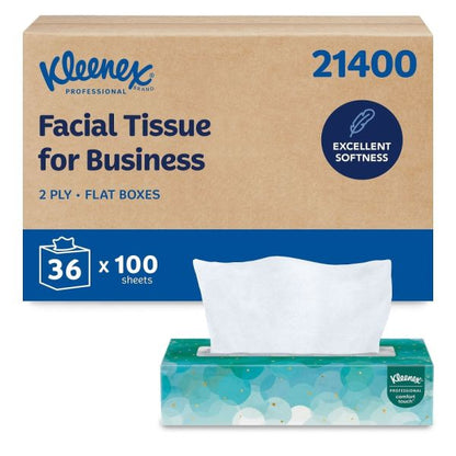 Kleenex White Facial Tissue for Business, Pop-Up Box, 2-Ply, 100 Sheets/Box, 36 Boxes/Carton