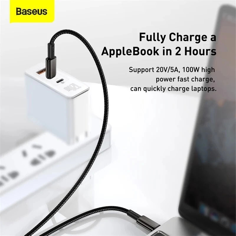 Baseus CW-YMS 100W USB-C to USB-C PD Cable PD3.0 Power Delivery QC4.0 Fast Charging Data Transmission Cord Line For Samsung Galaxy Note 20 For iPad Pro 2020 MacBook Air 2020 Mi 10 Huawei P40 - 1M