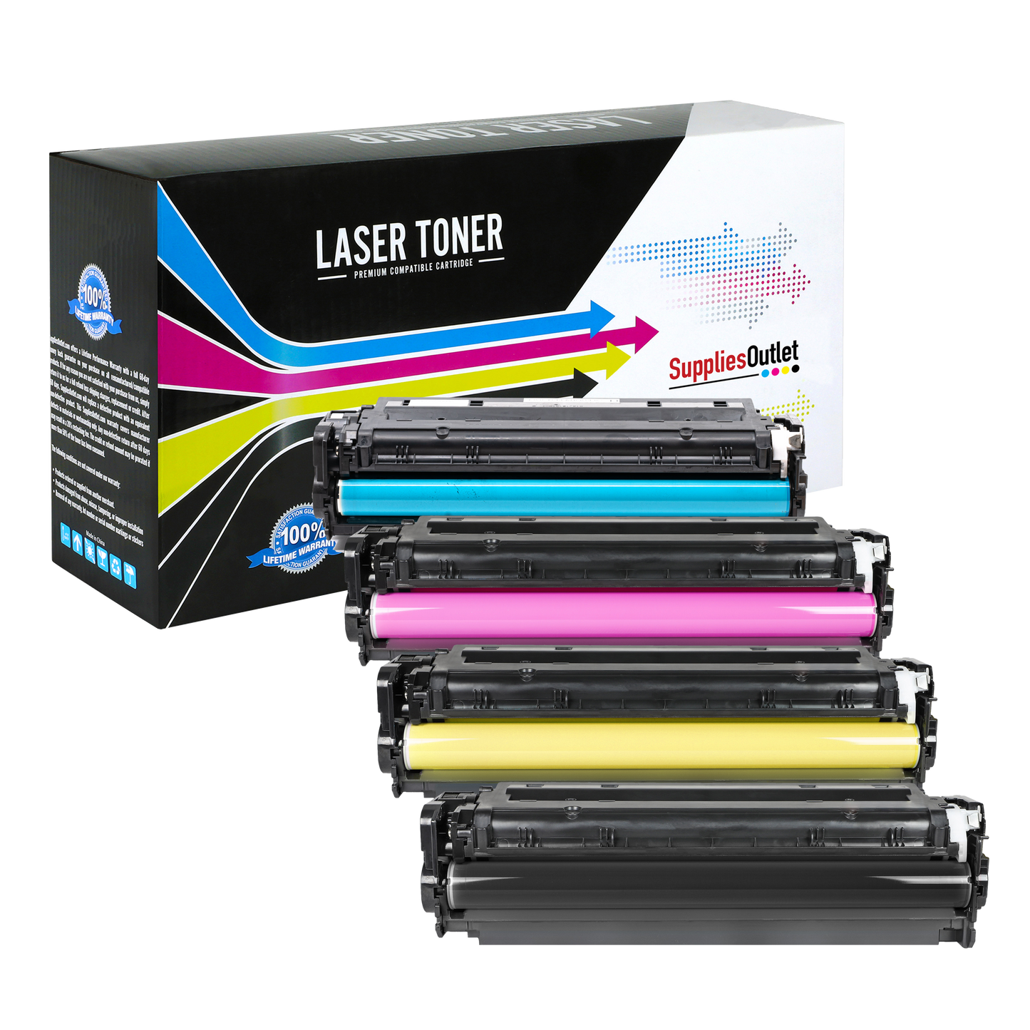 Compatible HP 304A All Colors Toner Cartridge - 3,500 Black - 2,800 Color Page Yield