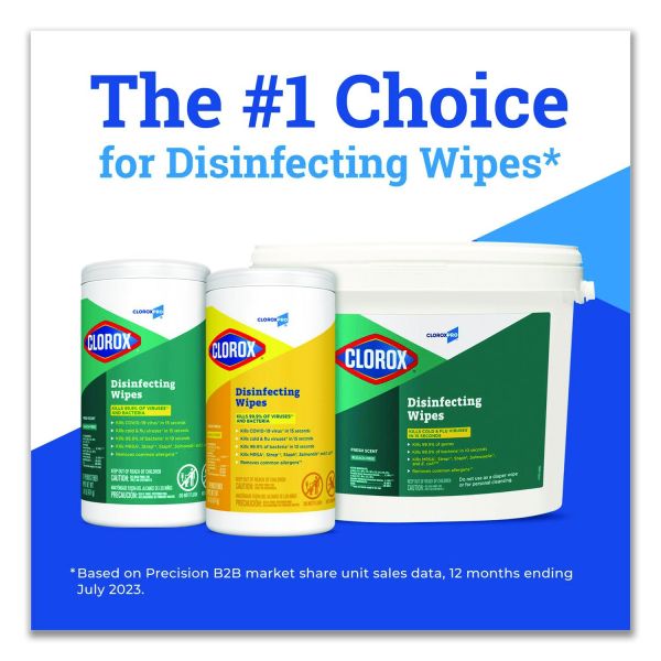 CloroxPro Clorox Disinfecting Wipes, Fresh Scent, 75 Wipes Per Canister, Box Of 6 Canisters