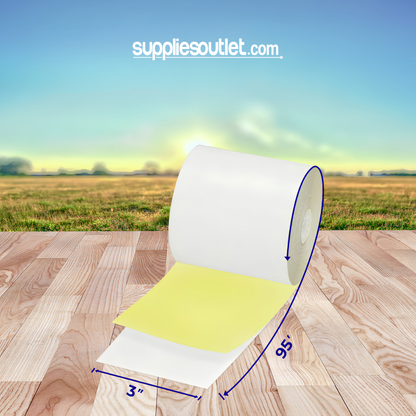 3" x 95' 2-Ply Carbonless Paper (50 rolls/case)