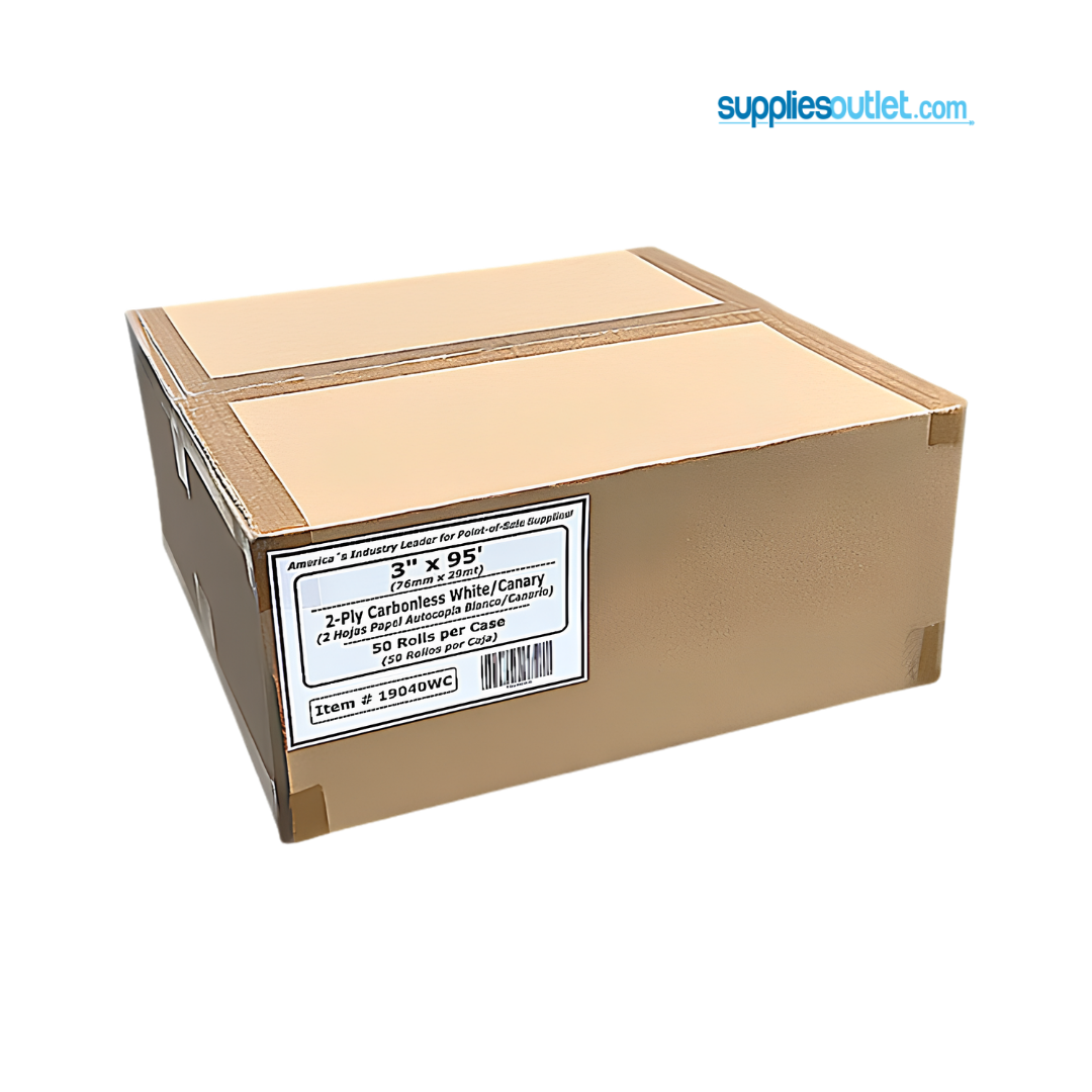 3" x 95' 2-Ply Carbonless Paper (50 rolls/case)