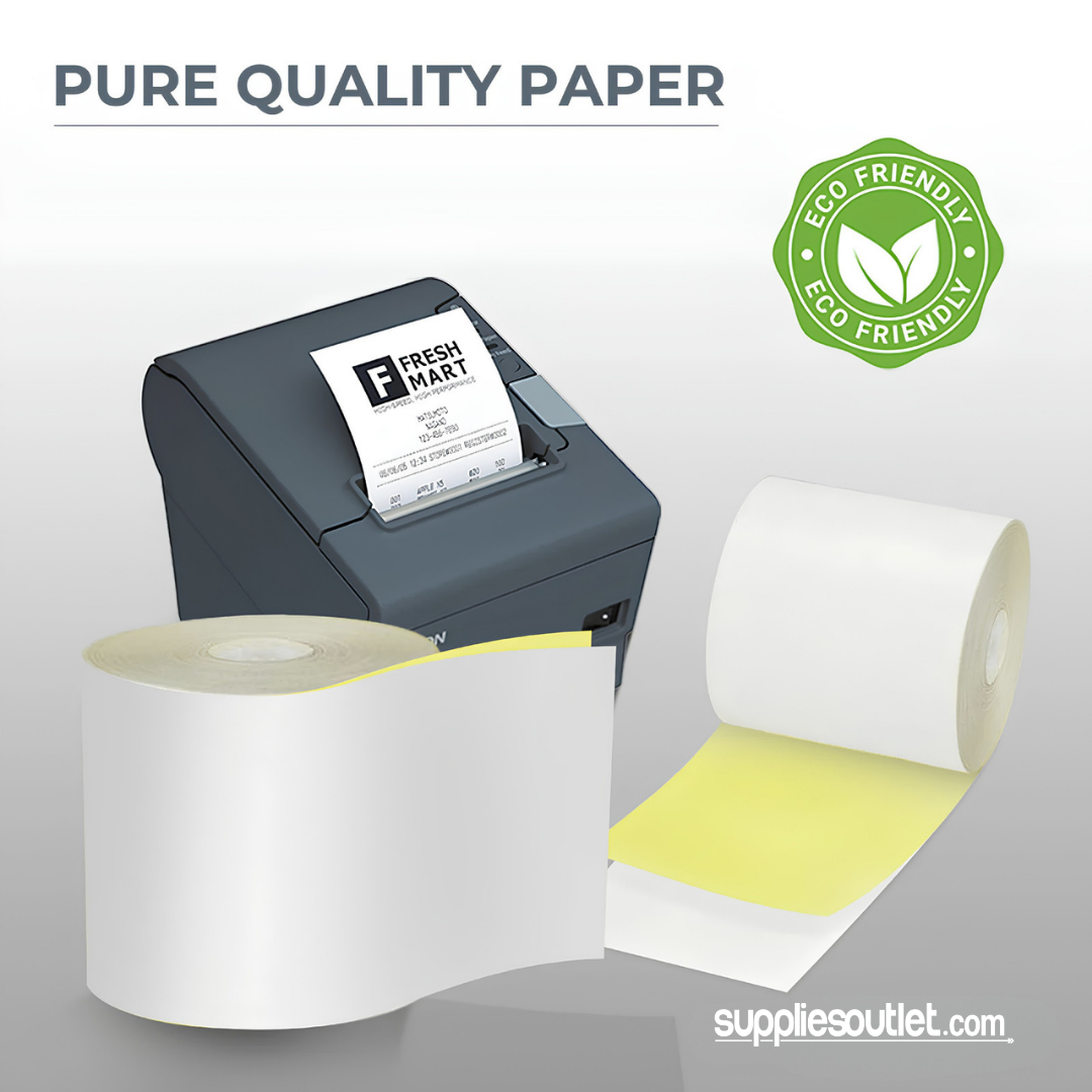 3" x 95' 2-Ply Carbonless Paper (50 rolls/case)