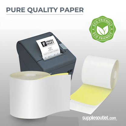 3" x 95' 2-Ply Carbonless Paper (50 rolls/case)