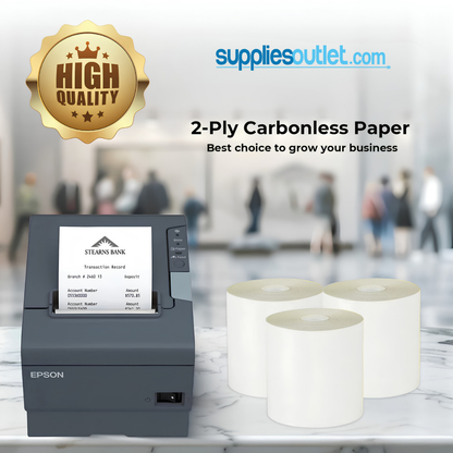 3" x 95' 2-Ply Carbonless Paper (50 rolls/case)