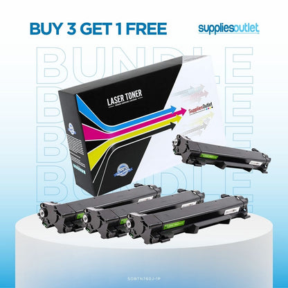 Brother TN760 Jumbo Black High-Yield Toner - Compatible Bundle