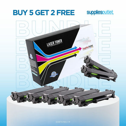 Brother TN760 Jumbo Black High-Yield Toner - Compatible Bundle