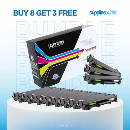 Brother TN760 Jumbo Black High-Yield Toner - Compatible Bundle