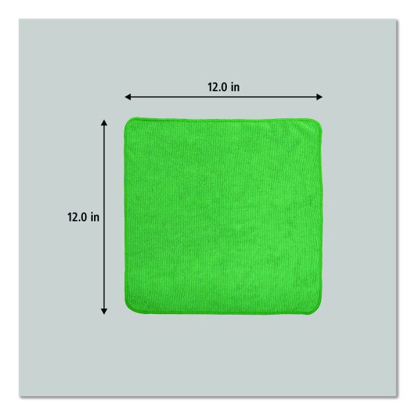 Rubbermaid Commercial Microfiber Cleaning Cloths, 12 x 12, Green, 24/Pack