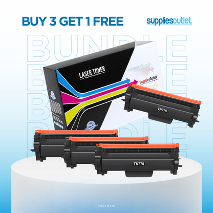 Compatible Brother TN770 (Black) Toner Cartridge High Yield - 4,500  Page Yield - Bundle
