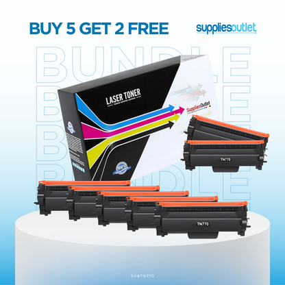 Compatible Brother TN770 (Black) Toner Cartridge High Yield - 4,500  Page Yield - Bundle