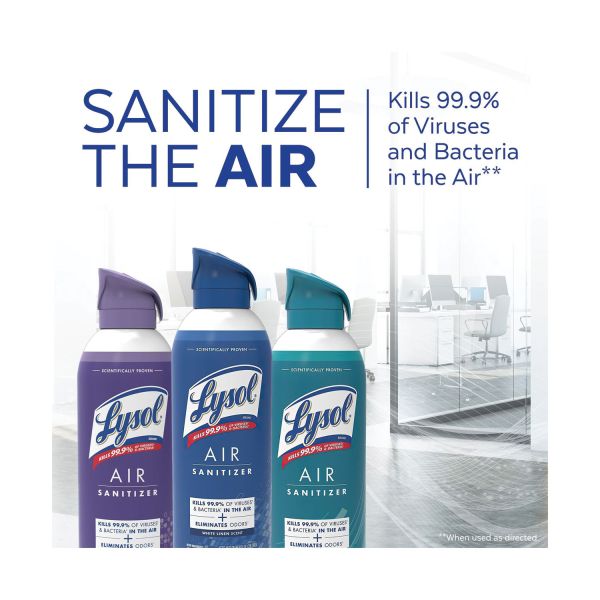 LYSOL Brand Air Sanitizer Spray, White Linen Scent, 10 oz Aerosol Spray, 6/Carton