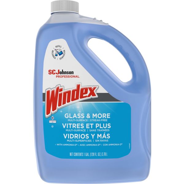 Windex Glass & Multi-Surface Cleaner, 128 Oz Bottle, Case Of 4