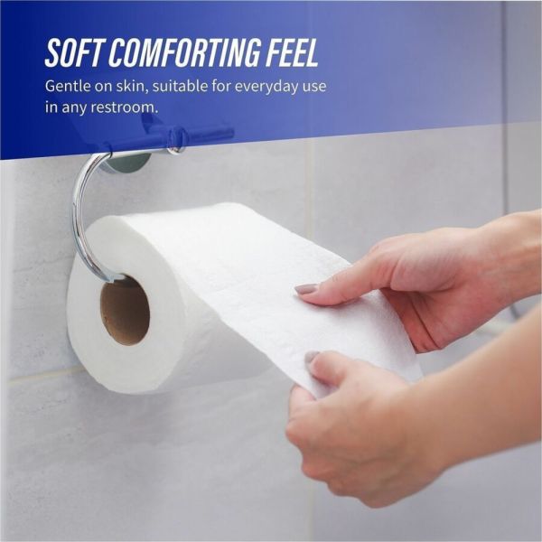 Genuine Joe 2-ply Standard Bath Tissue Rolls - 2 Ply - 4" Width x 3.20" Length - 500 Sheets/Roll - 1 5/8" Core - White - 96 / Carton