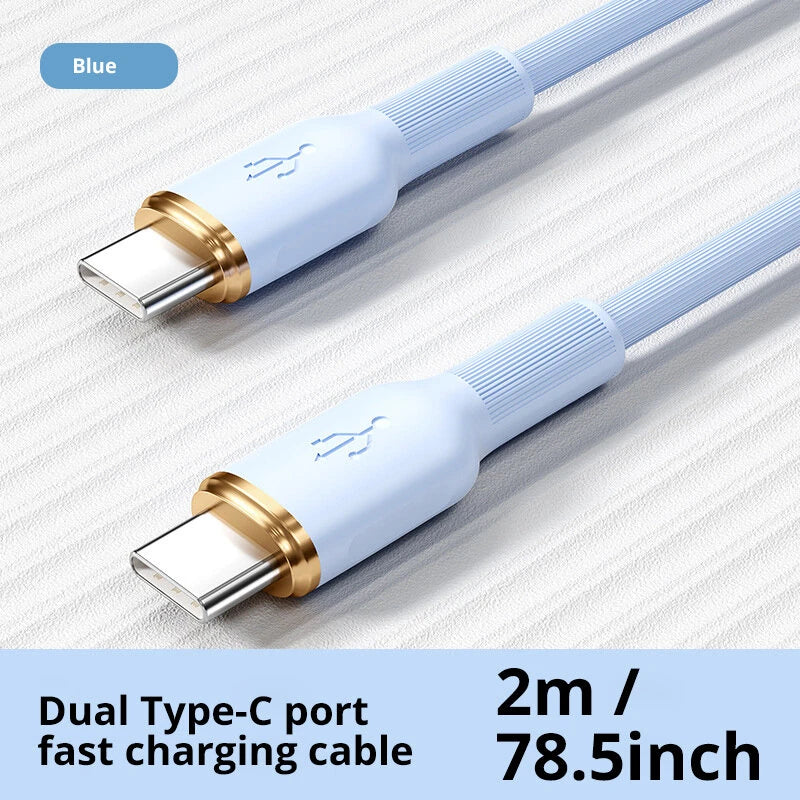 100W Type-C to Type-C Fast Charging Cable 6A Super Charge Silicone USB-C Data Cable for Android Phones 1m 2m